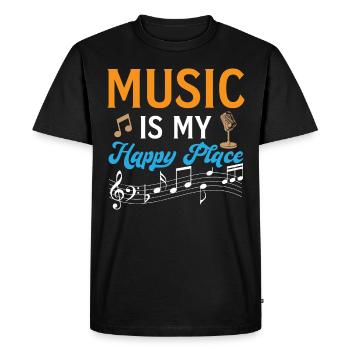 Guitariste - Music Is My Happy Place - T-shirt Premium bio Homme - noir - Devant - Nico (187cm)