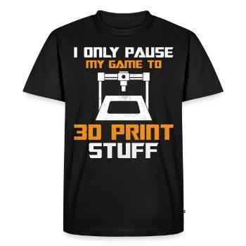 Impression 3D - Je ne fais que mettre mon jeu en pause pour imprimer en 3D Stuf - T-shirt Premium bio Homme - noir - Devant - Nico (187cm)