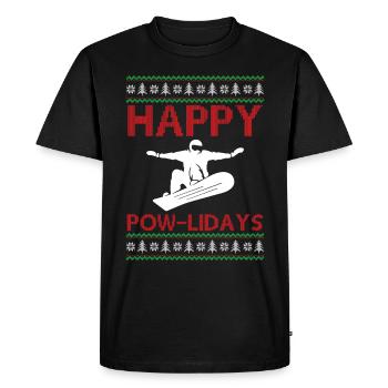 Snowboarding Ugly Christmas - Happy Pow-Lidays - Men's Premium Organic T-Shirt - black - Front - Nico (187cm)