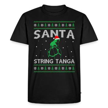 Père Noël portant une ficelle Tanga - Noël moche - T-shirt Premium bio Homme - noir - Devant - Nico (187cm)