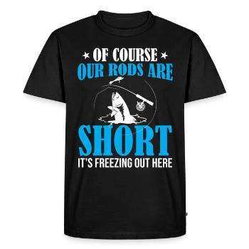 Pêche blanche - Bien sûr nos cannes sont courtes c’est fr - T-shirt Premium bio Homme - noir - Devant - Nico (187cm)