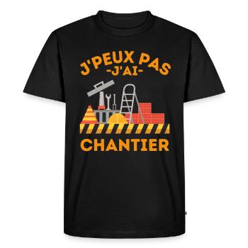 Je peux pas j ai chantiet de construction - T-shirt Premium bio Homme - noir - Devant - Nico (187cm)