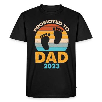 Promoted To Dad 2023 Retro Sunset - Men's Premium Organic T-Shirt - black - Front - Nico (187cm)