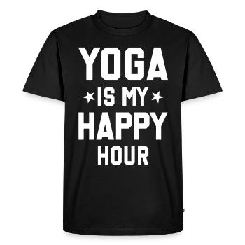 Yoga Saying - Yoga Is My Happy Hour - Men's Premium Organic T-Shirt - black - Front - Nico (187cm)