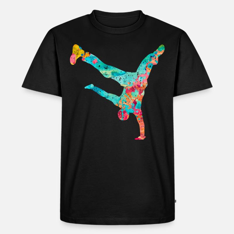 Breakdance Breakdancer PopArt - Männer Premium Bio T-Shirt - Schwarz