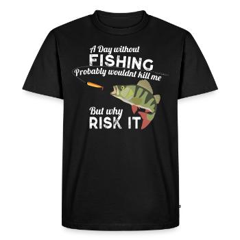 Journée sans pêche Pêche Poisson perche Perche - T-shirt Premium bio Homme - noir - Devant - Nico (187cm)