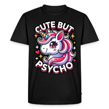 Licorne mignonne mais psychopathe adorable design kawaii - T-shirt Premium bio Homme - noir - Devant - Nico (187cm)