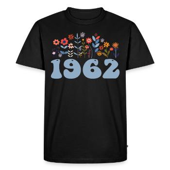 1962 Floral Pattern 1962 Floral Theme Flowers 1962 - Men's Premium Organic T-Shirt - black - Front - Nico (187cm)