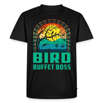 Buffet d’oiseaux - T-shirt Premium bio Homme - noir - Devant - Nico (187cm)
