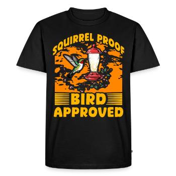 Résistant aux écureuils Approuvé par les oiseaux - T-shirt Premium bio Homme - noir - Devant - Nico (187cm)