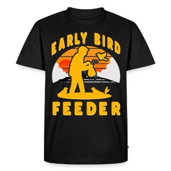 Early Bird Feeder - Men's Premium Organic T-Shirt - black - Front - Nico (187cm)