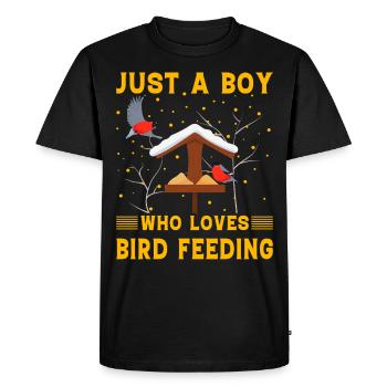 Juste un garçon qui aime nourrir les oiseaux - T-shirt Premium bio Homme - noir - Devant - Nico (187cm)