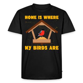La maison est là où sont mes oiseaux - T-shirt Premium bio Homme - noir - Devant - Nico (187cm)
