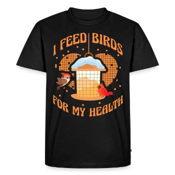 Je nourris les oiseaux pour ma santé - T-shirt Premium bio Homme - noir - Devant - Nico (187cm)