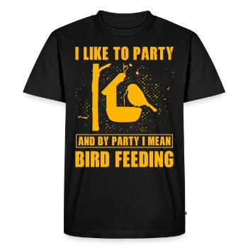 J’aime faire la fête et par fête, j’entends nourrir les oiseaux - T-shirt Premium bio Homme - noir - Devant - Nico (187cm)