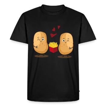 Potato transformation to fries - Men's Premium Organic T-Shirt - black - Front - Nico (187cm)