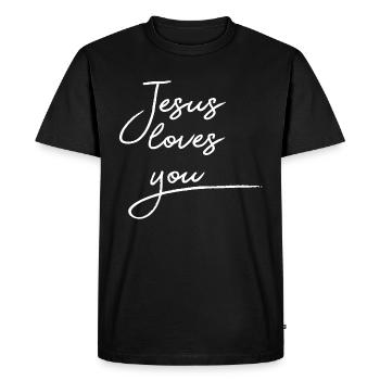 Jesus loves you - T-shirt Premium bio Homme - noir - Devant - Nico (187cm)