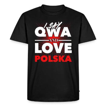Kurwa ou QWA - J'aime la Pologne - T-shirt Premium bio Homme - noir - Devant - Nico (187cm)