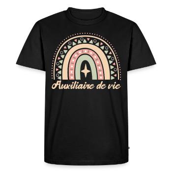 Cadeau Auxiliaire De Vie. auxiliaire de vie. - T-shirt Premium bio Homme - noir - Devant - Nico (187cm)