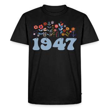 1947 Floral Pattern 1947 Floral Theme Flowers 1947 - Men's Premium Organic T-Shirt - black - Front - Nico (187cm)