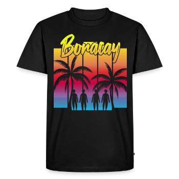 Family Sunset in Boracay - Men's Premium Organic T-Shirt - black - Front - Nico (187cm)