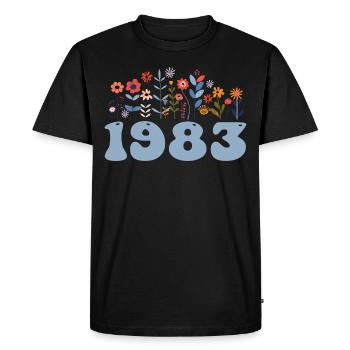 1983 Floral Pattern 1983 Floral Theme Flowers 1983 - Men's Premium Organic T-Shirt - black - Front - Nico (187cm)