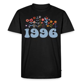 1996 Motif floral 1996 Thème floral 1996 - T-shirt Premium bio Homme - noir - Devant - Nico (187cm)