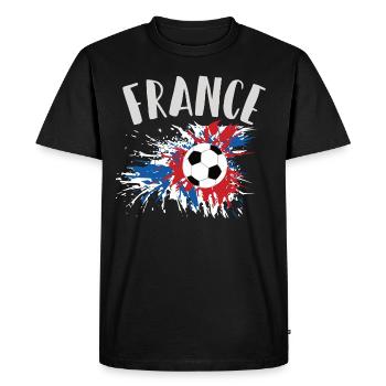 Drapeau français grunge avec ballon de football - T-shirt Premium bio Homme - noir - Devant - Nico (187cm)