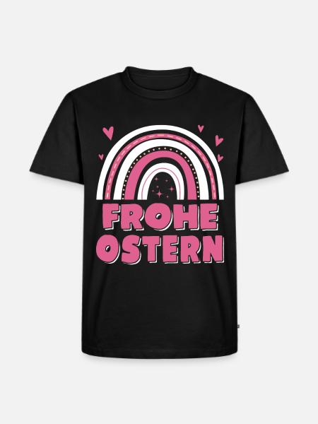 Oster Regenbogen Frohe Ostern - Männer Premium Bio T-Shirt - Schwarz