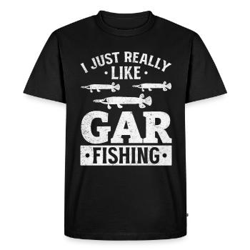 J'aime juste la pêche à l'orphie - T-shirt Premium bio Homme - noir - Devant - Nico (187cm)