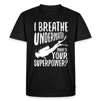 Ibreathe underwater what's your superpower - Men's Premium Organic T-Shirt - black - Front - Nico (187cm)