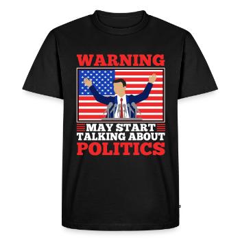 L’avertissement peut commencer à parler de politique - T-shirt Premium bio Homme - noir - Devant - Nico (187cm)
