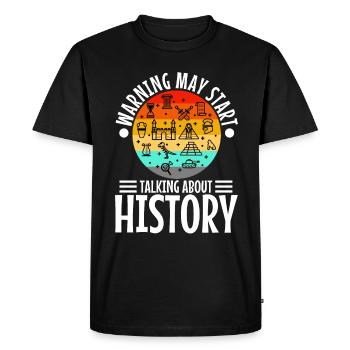 L’avertissement peut commencer à parler d’histoire - T-shirt Premium bio Homme - noir - Devant - Nico (187cm)