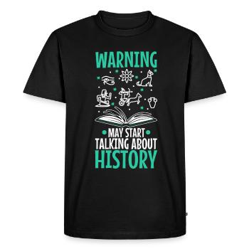 L’avertissement peut commencer à parler d’histoire - T-shirt Premium bio Homme - noir - Devant - Nico (187cm)