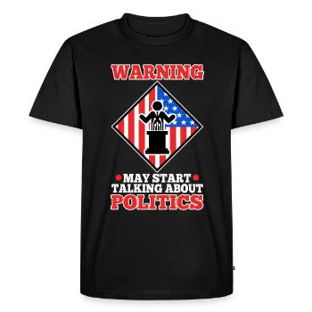 L’avertissement peut commencer à parler de politique - T-shirt Premium bio Homme - noir - Devant - Nico (187cm)