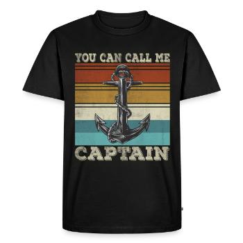 Funny Captain Sailboat Humor Anchor Sailor - Men's Premium Organic T-Shirt - black - Front - Nico (187cm)