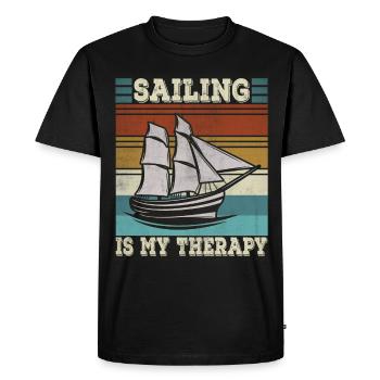 Sailing is my therapy Sailboat Funny Sail - Men's Premium Organic T-Shirt - black - Front - Nico (187cm)