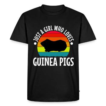 Juste une fille qui aime les cochons d’Inde - T-shirt Premium bio Homme - noir - Devant - Nico (187cm)