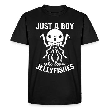 Juste un garçon qui aime les méduses - T-shirt Premium bio Homme - noir - Devant - Nico (187cm)