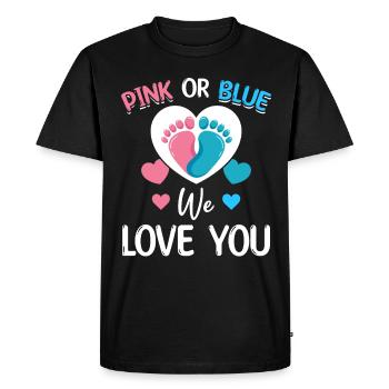 Shower de bébé rose ou bleu We Love You - T-shirt Premium bio Homme - noir - Devant - Nico (187cm)