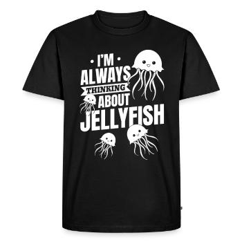 Jellyfish Lover Je pense toujours aux méduses - T-shirt Premium bio Homme - noir - Devant - Nico (187cm)