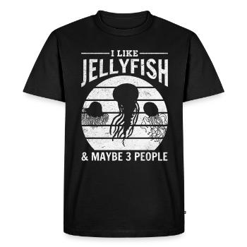 J'aime les méduses et peut-être 3 personnes méduses - T-shirt Premium bio Homme - noir - Devant - Nico (187cm)