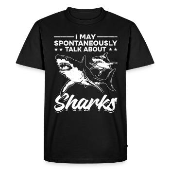 Je peux spontanément parler de requins I Great White - T-shirt Premium bio Homme - noir - Devant - Nico (187cm)