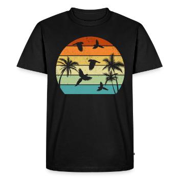 Cockatiel Bird Retro Parrots - Men's Premium Organic T-Shirt - black - Front - Nico (187cm)