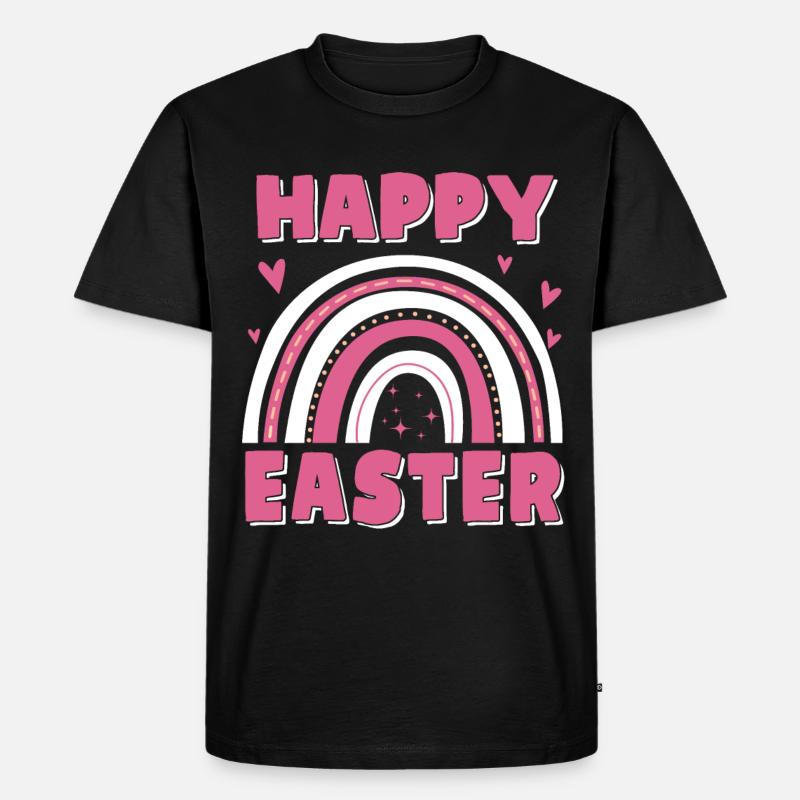Cute Happy Easter Rainbow - Männer Premium Bio T-Shirt - Schwarz