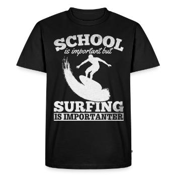L’école est importante mais le surf est important - T-shirt Premium bio Homme - noir - Devant - Nico (187cm)