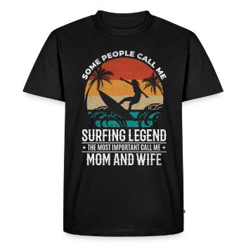 Surfeur d’eau Mama Surf d’eau Mama Surf - T-shirt Premium bio Homme - noir - Devant - Nico (187cm)