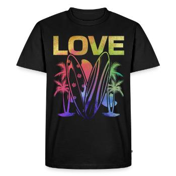 Surf Surf Planche de surf Surfer WatersurfIng Amour - T-shirt Premium bio Homme - noir - Devant - Nico (187cm)