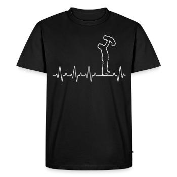 Grand-père Grand-enfant Heartbeat - T-shirt Premium bio Homme - noir - Devant - Nico (187cm)