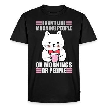 Funny Morning People Sarcasm Coffee Moody Cat - Men's Premium Organic T-Shirt - black - Front - Nico (187cm)